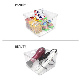 Isaac Jacobs refrigerator bin stores jams, fruit, and yogurts for organized fridge space.