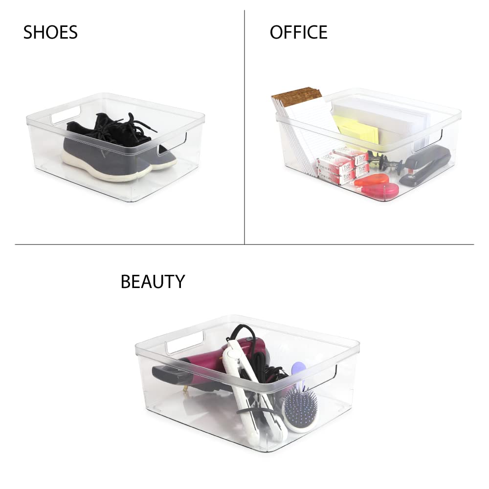 Isaac Jacobs clear bin on kitchen counter for organized storage