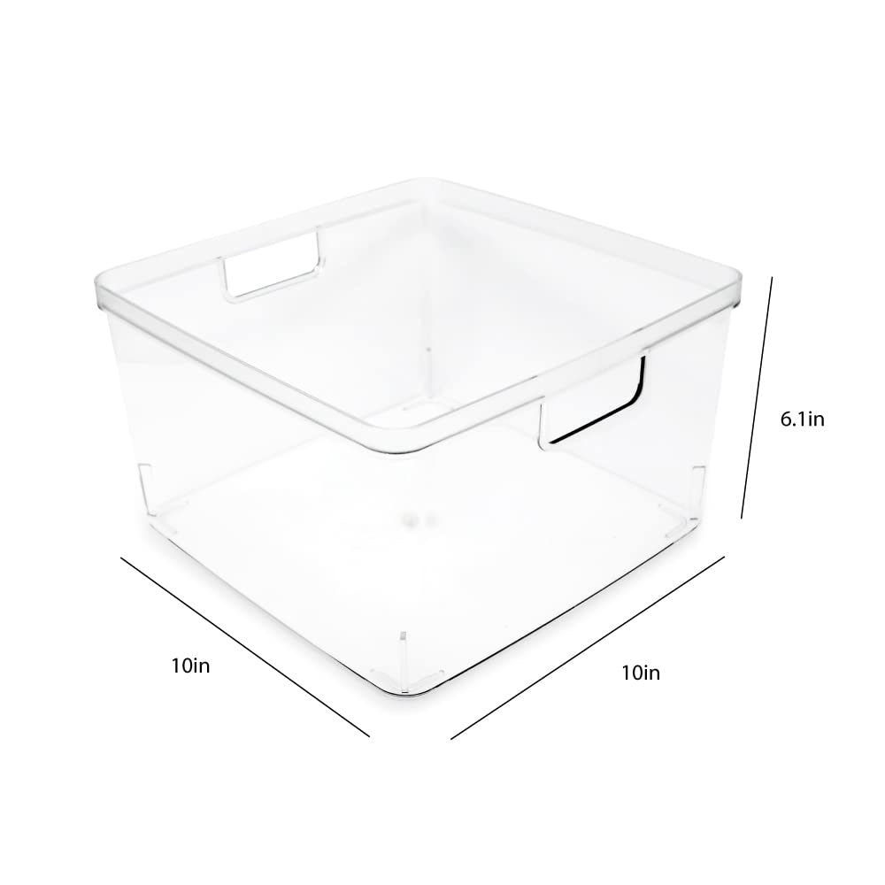 Isaac Jacobs clear bin on kitchen counter showcases snacks and small appliances.