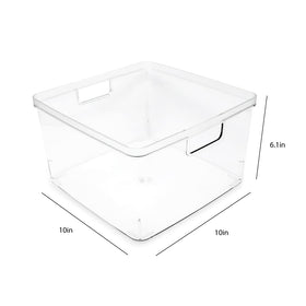 Isaac Jacobs clear bin on kitchen counter showcases snacks and small appliances.