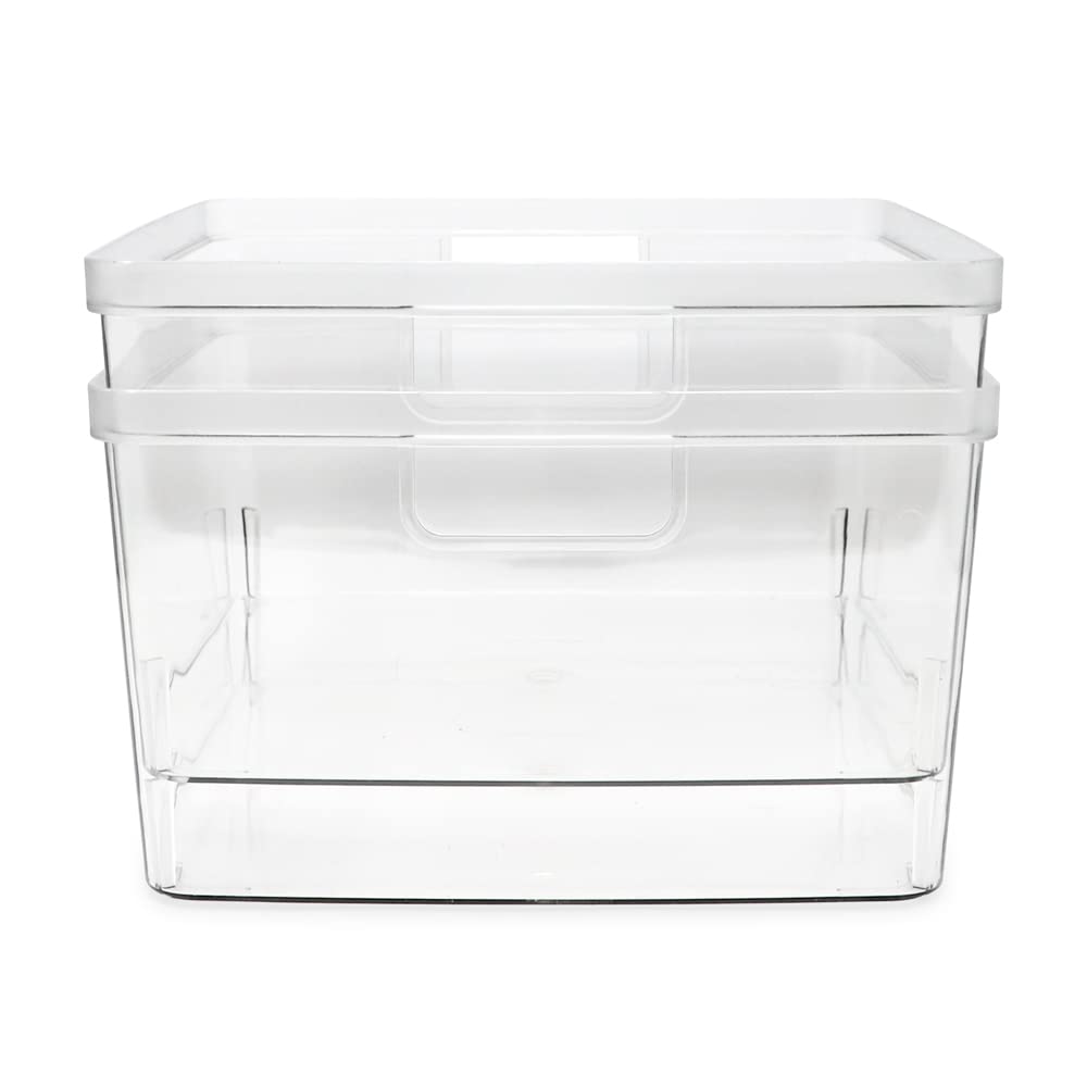 Isaac Jacobs desk bin with clear design speeds item finding during projects.