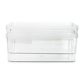 Isaac Jacobs fridge organizer with clear bins for snacks and condiments