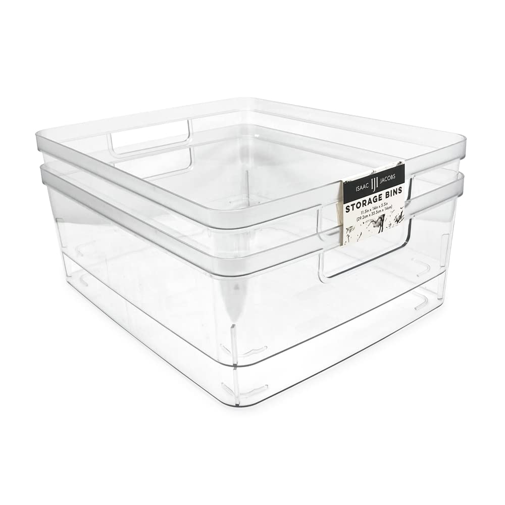 Isaac Jacobs large clear storage bin front view with easy-handles