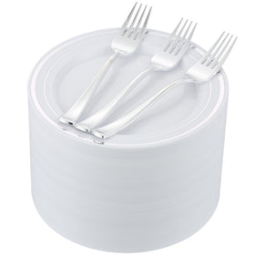 ISFANGCO silver dessert plate with rim adds upscale vibe for weddings and parties.