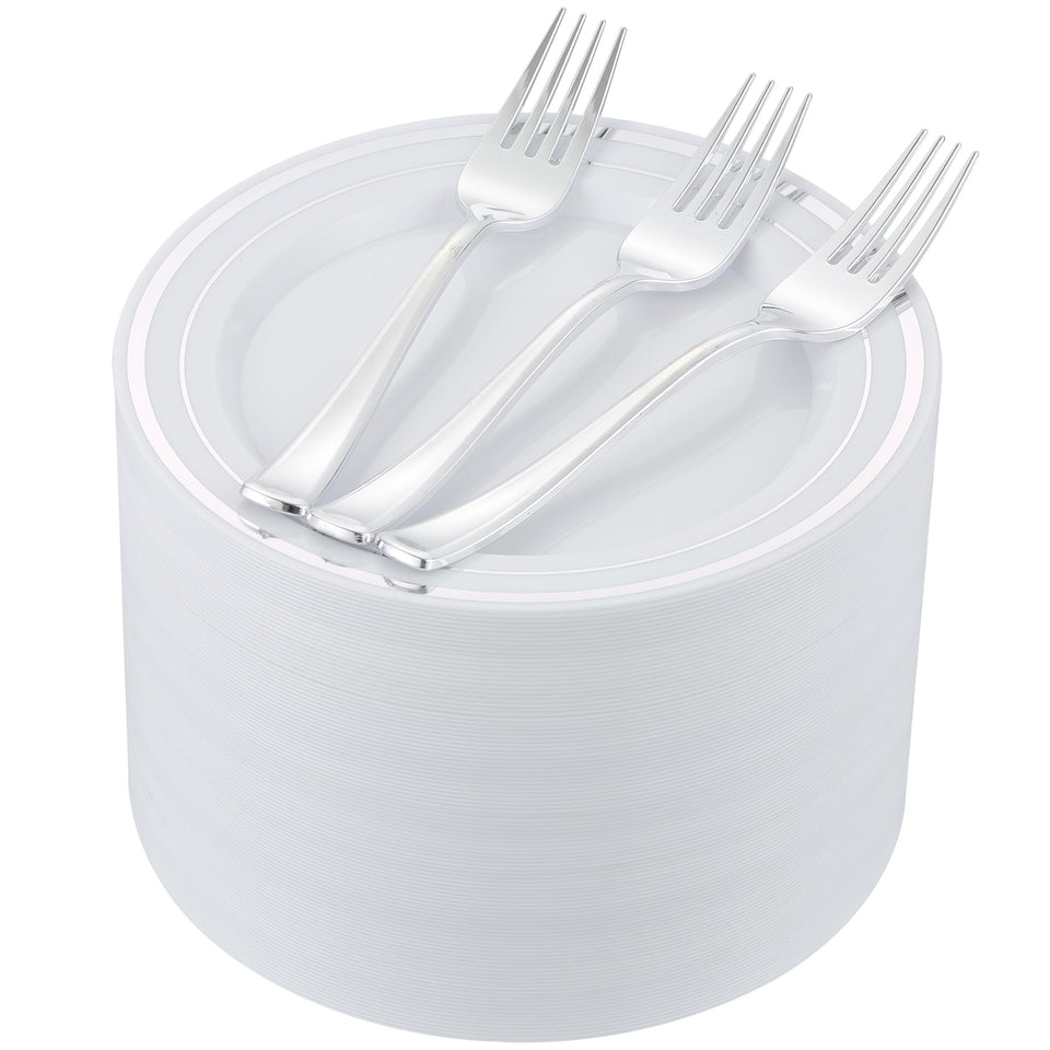 ISFANGCO silver dessert plate with rim adds upscale vibe for weddings and parties.