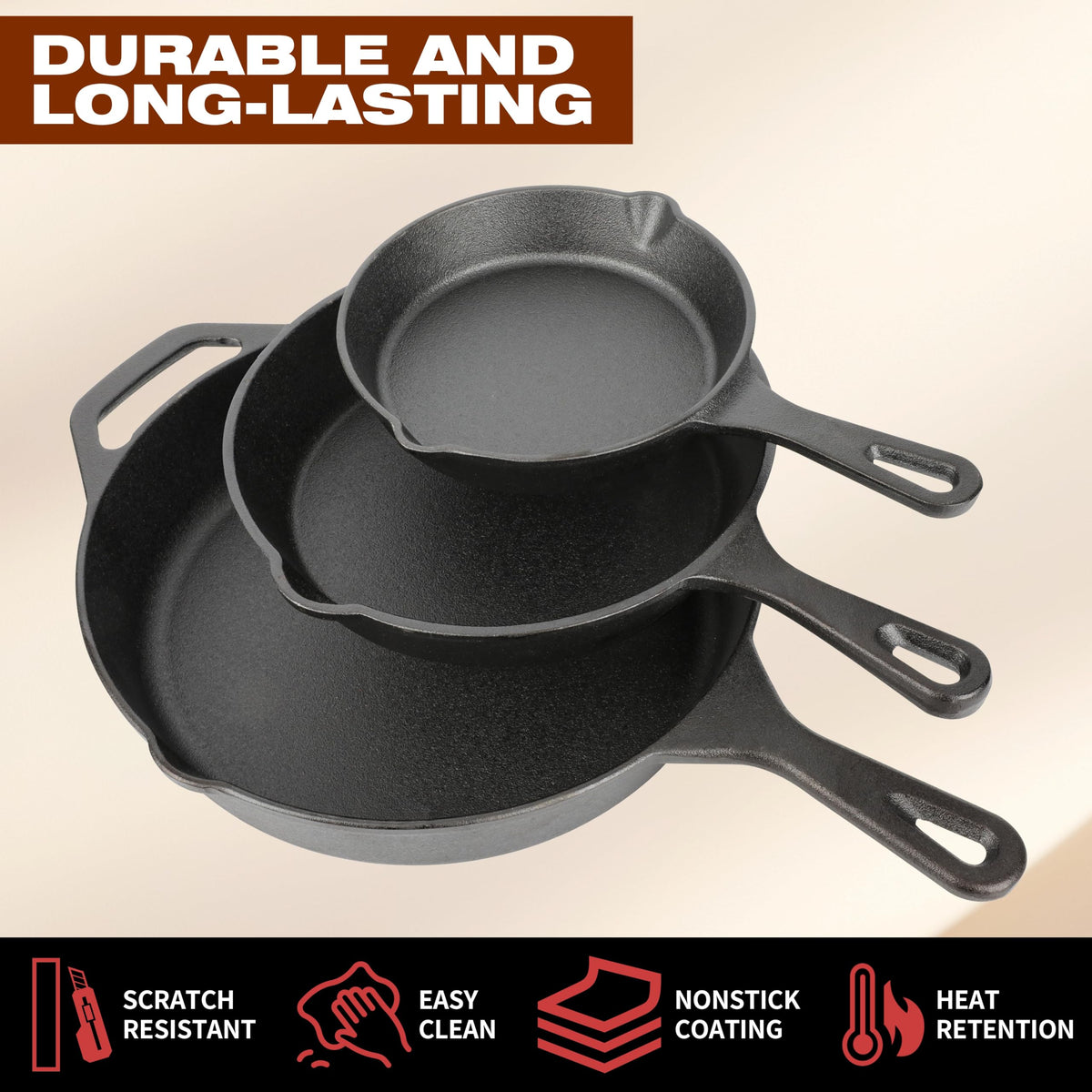 ishetao 10in cast iron skillet ready for family meals and versatile cooking
