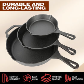 ishetao 10in cast iron skillet ready for family meals and versatile cooking
