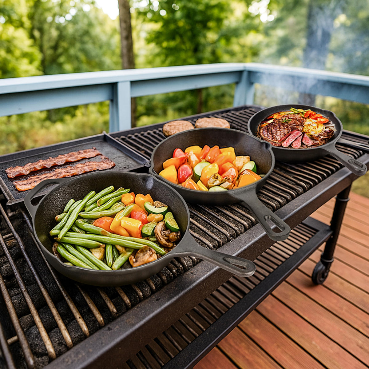 ishetao induction-compatible cast iron skillet for all hob types