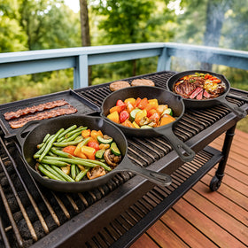 ishetao induction-compatible cast iron skillet for all hob types