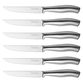 isheTao steak knife set 6 with 4.5-inch blades, ideal for tender beef cuts