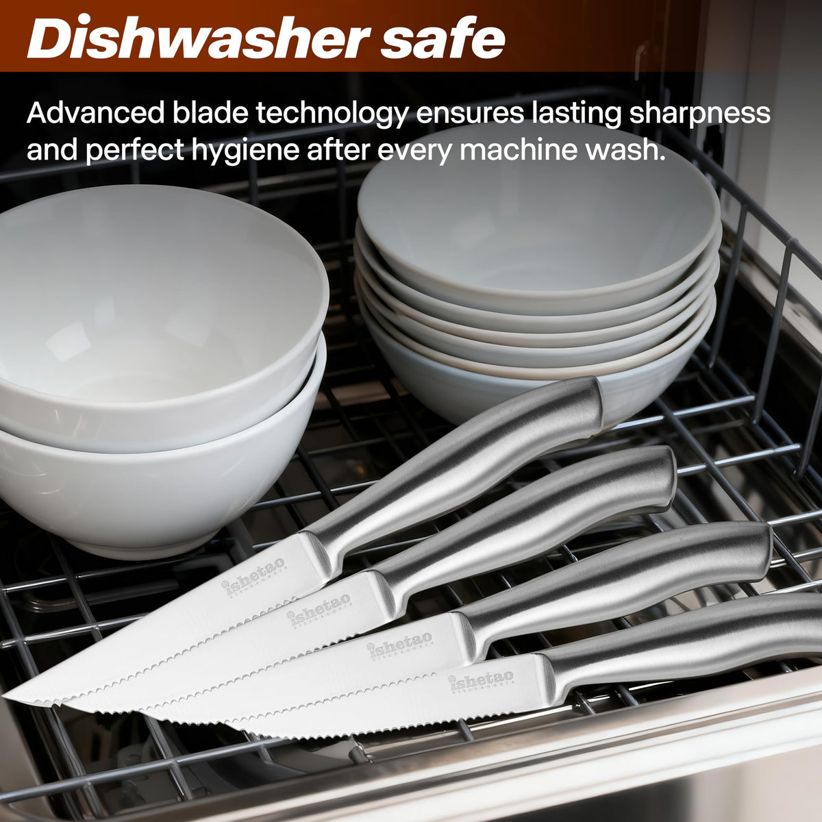isheTao high-carbon stainless steel construction resists rust and staining