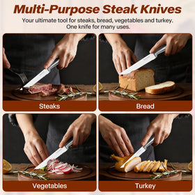 isheTao premium steak knives designed for comfortable grip