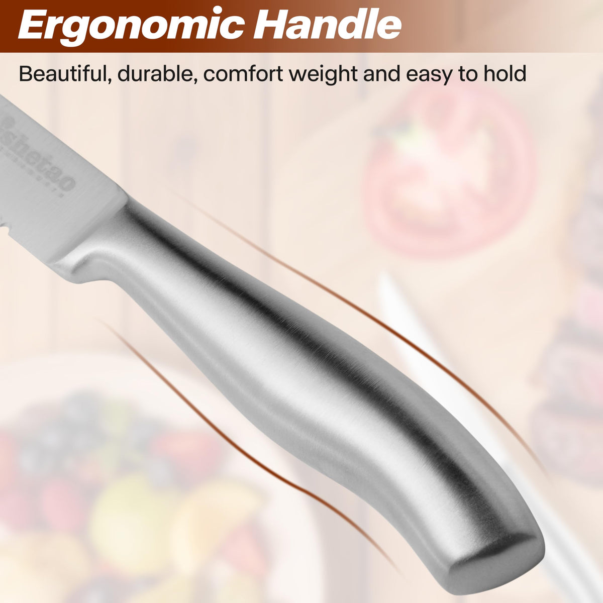 isheTao serrated edges maintain edge through thick steaks