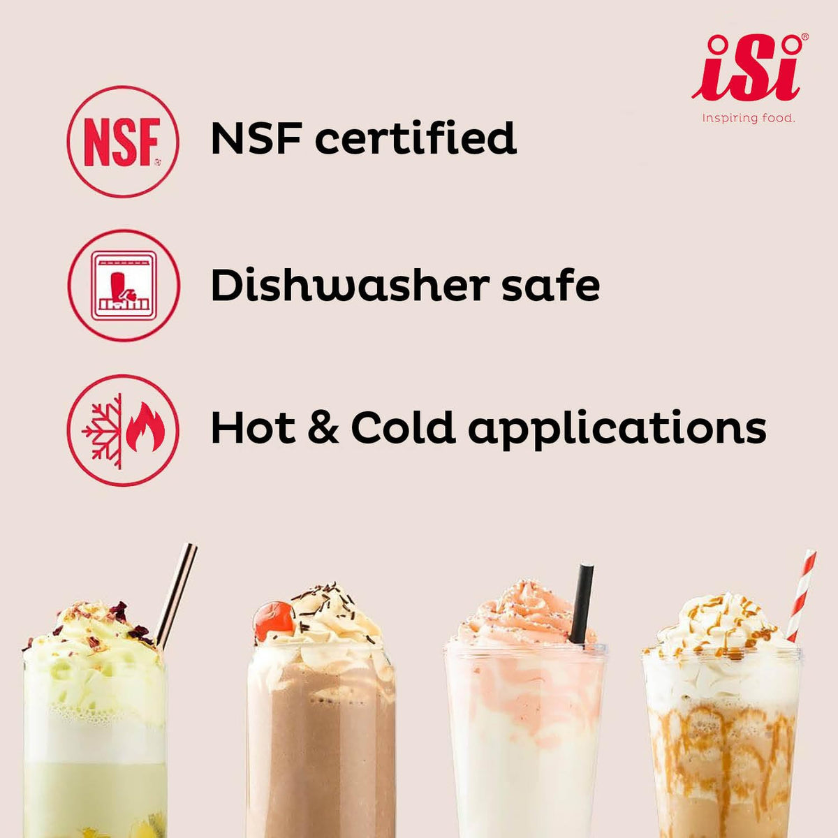 Isi Gourmet Whip stainless steel construction for durable professional use.