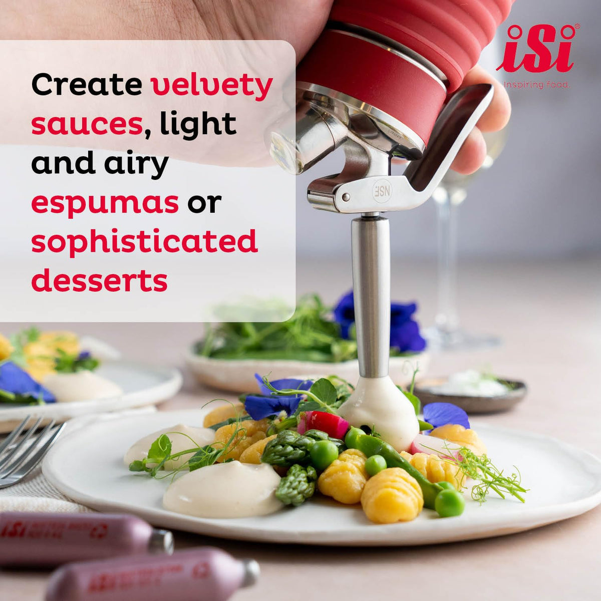 Isi Gourmet Whip warm sauces and whipped soups in action.