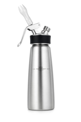 Isi North America Cream Profi Whip bottle demonstrates durable stainless steel for reliable cold whipping.