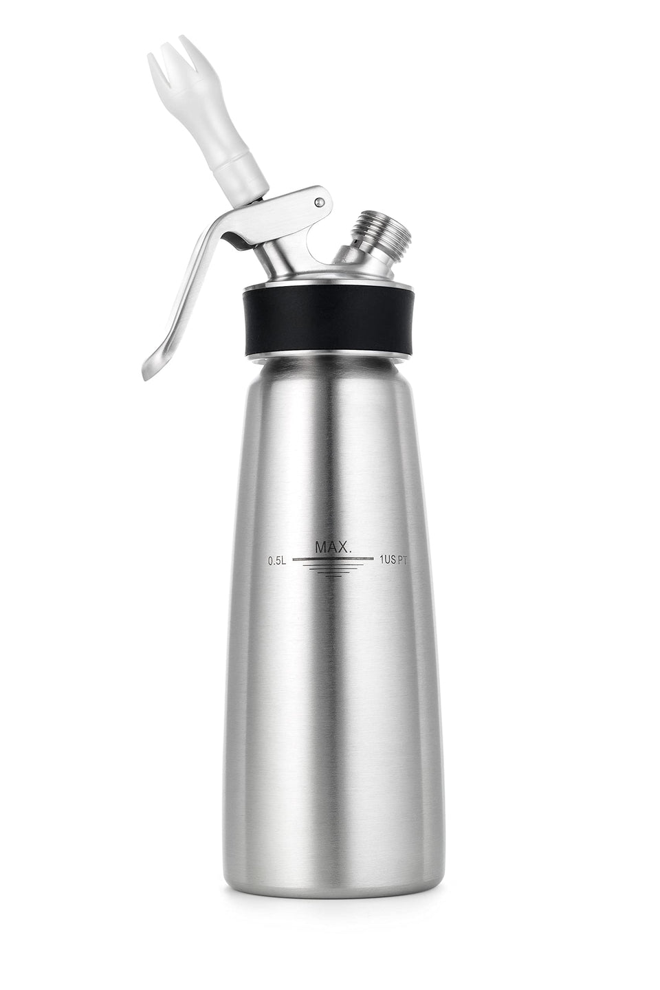 Isi North America Cream Profi Whip bottle demonstrates durable stainless steel for reliable cold whipping.