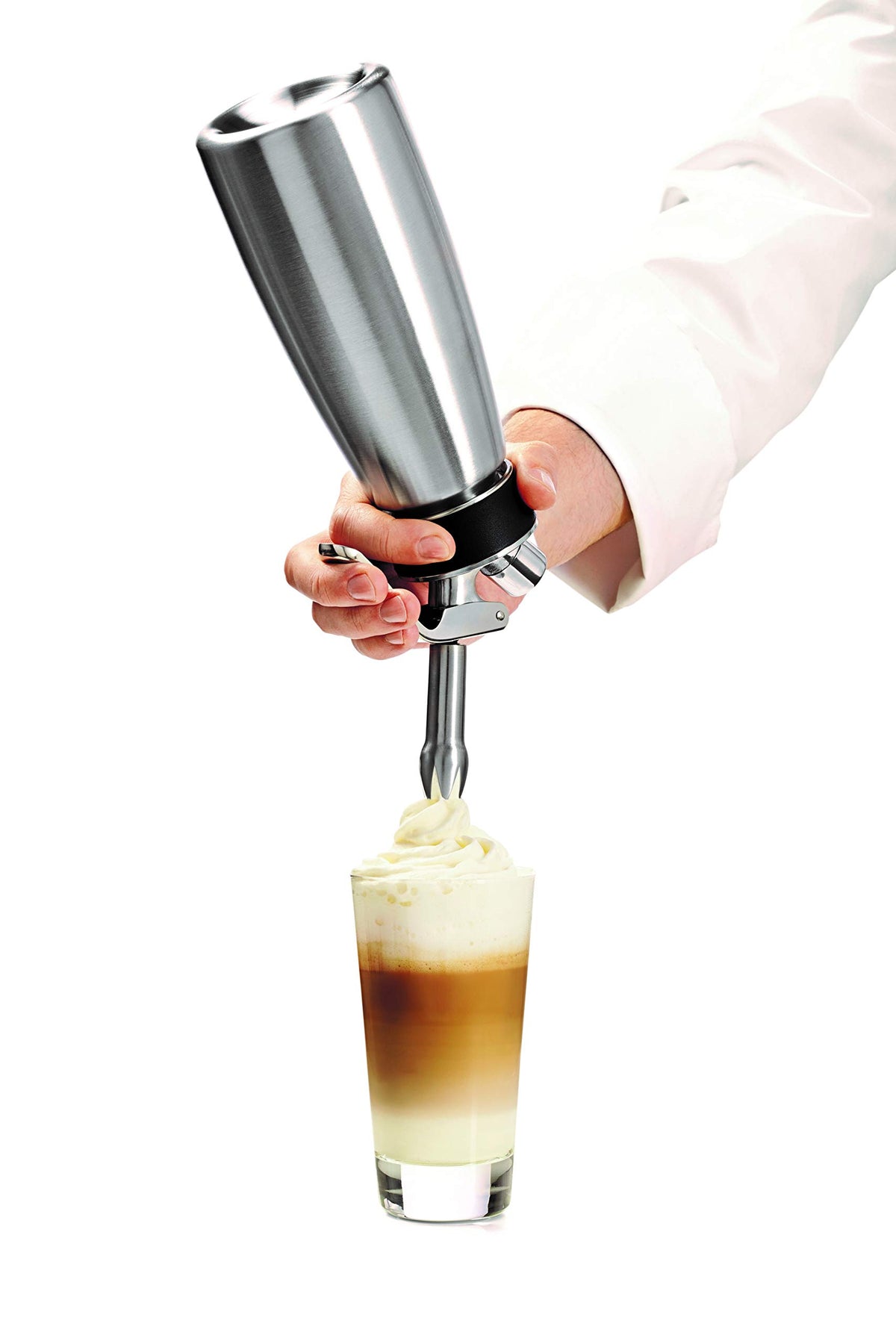 Isi North America Cream Profi Whip nozzle supports precise dispensing for dessert and coffee toppings.