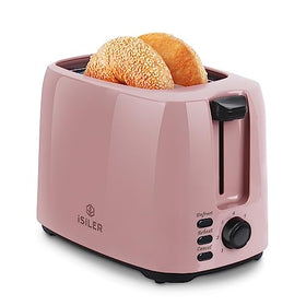 ISILER 2 Slice Toaster front view highlighting extra-wide slots for bagels