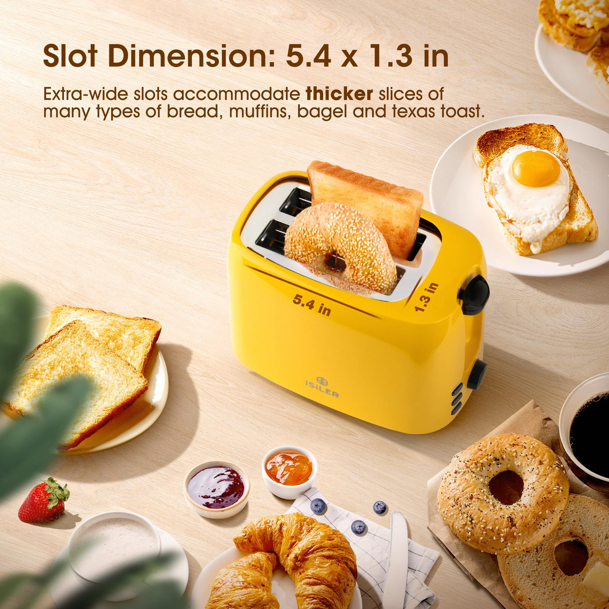 ISILER 7-settings browning for even two-sided toasting.