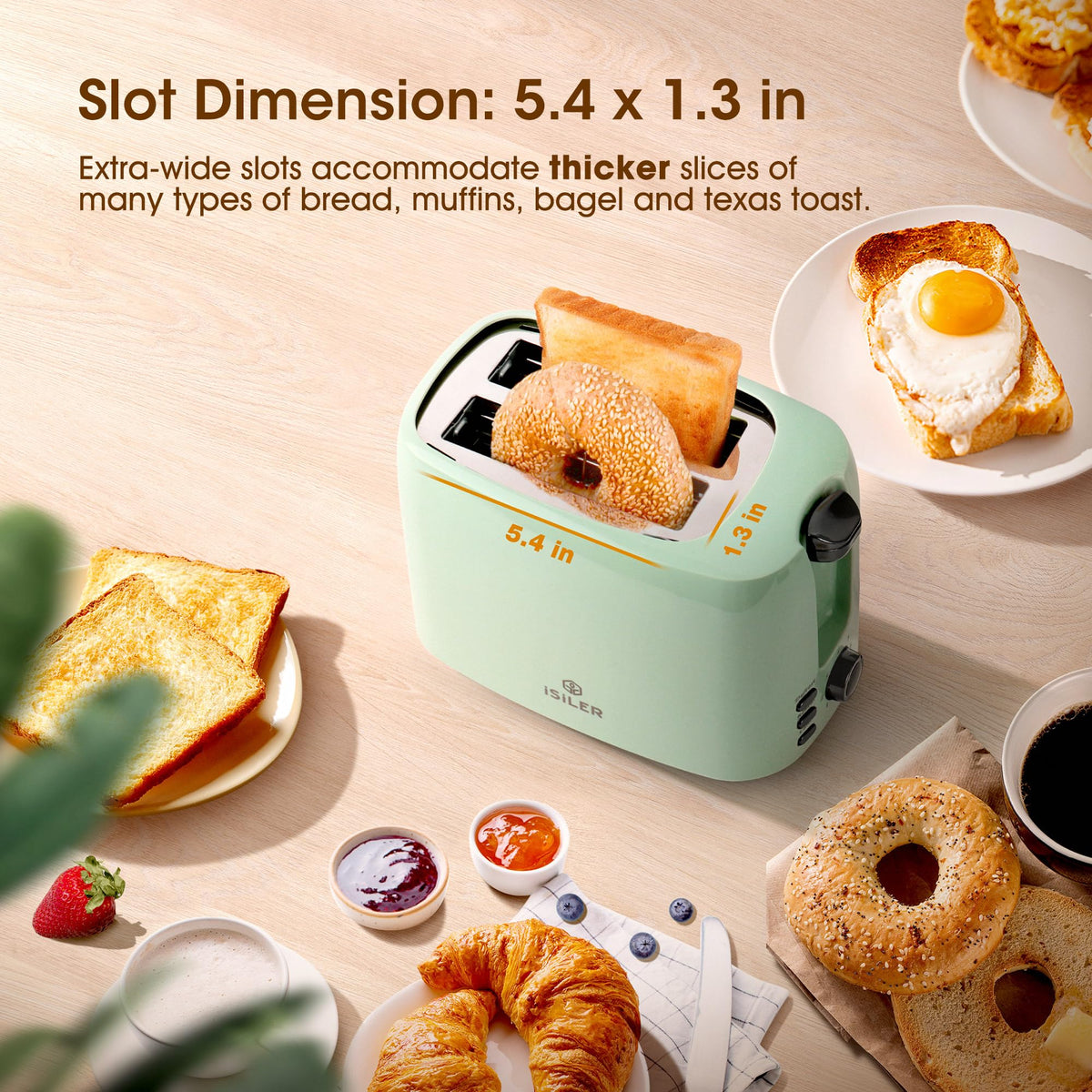 ISILER 2-slice toaster showing 7 shade settings for customized browning.