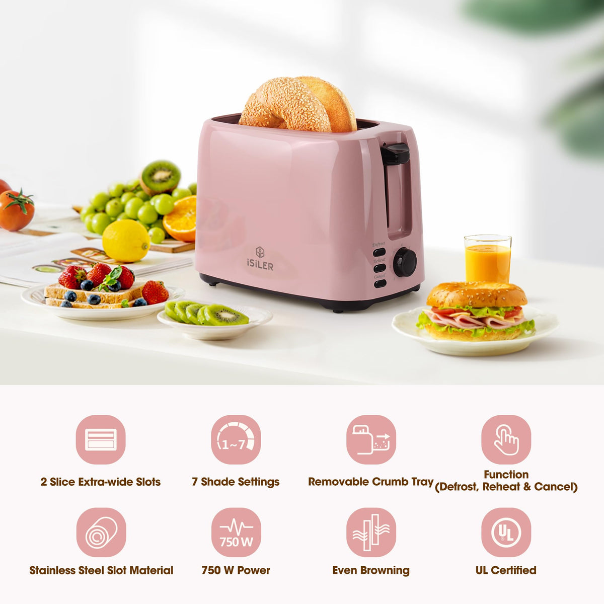 ISILER toaster in bagel mode for even browning
