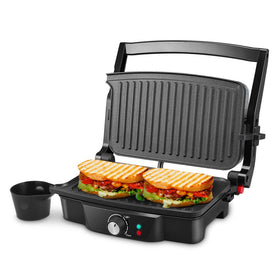 ISILER panini maker open at 180 degrees for versatile grilling layouts