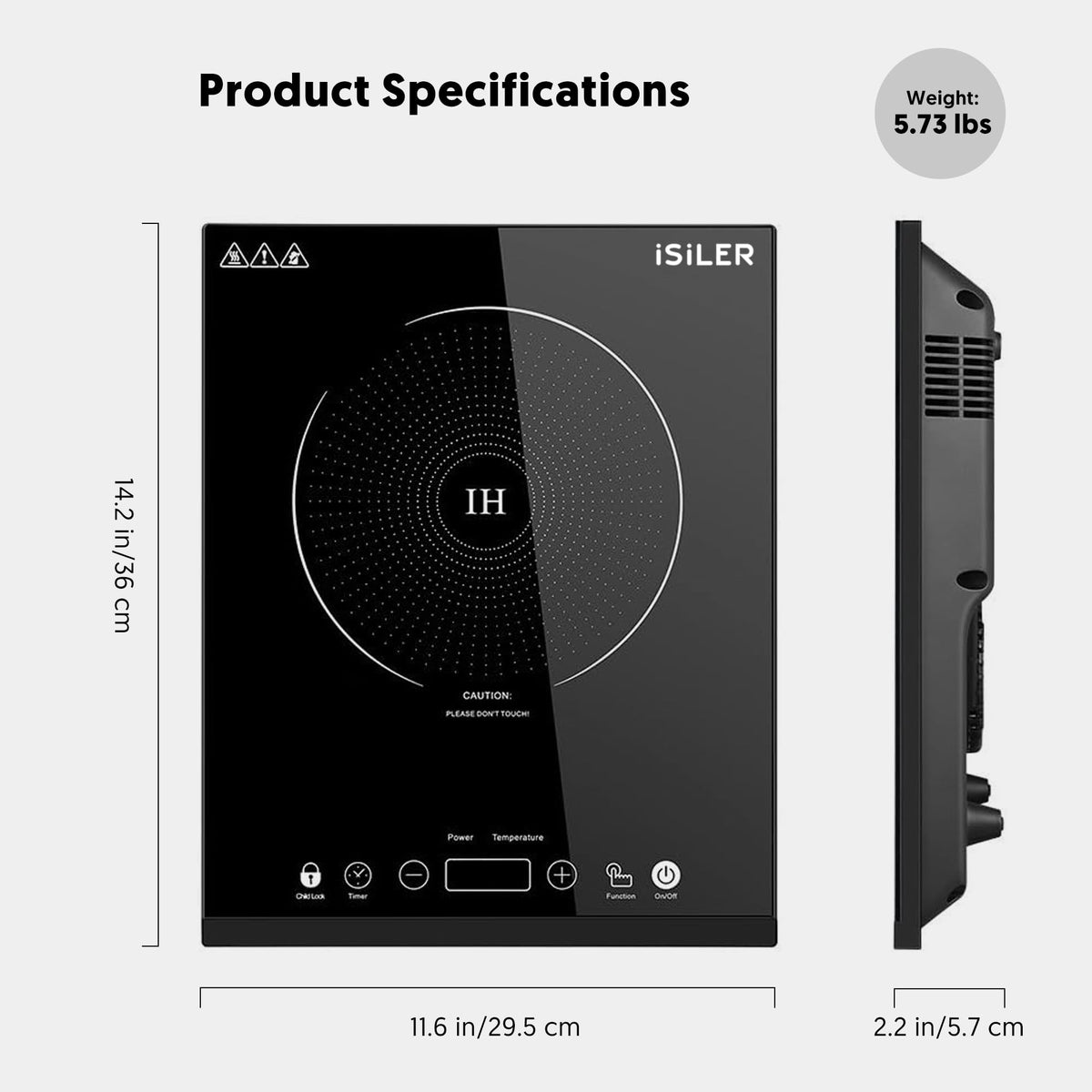ISILER portable induction cooktop storage image shows lightweight design for travel