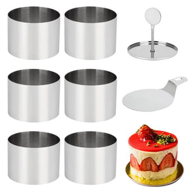 Ismosm 6-pack cake ring molds 3-inch round for precise individual desserts.