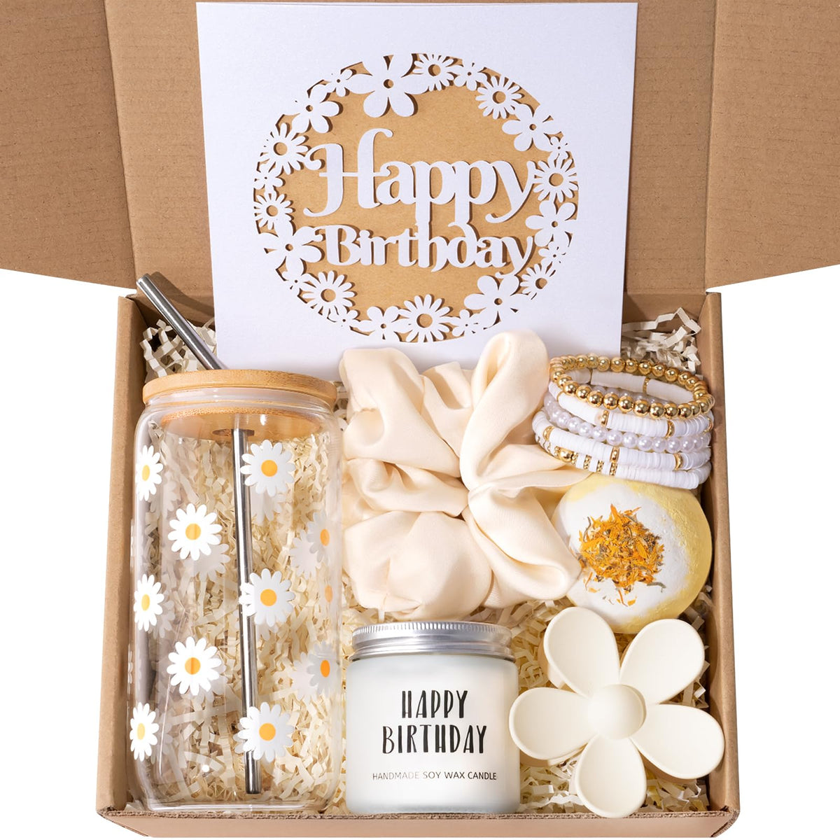 Isolune birthday daisy glass cup for everyday coffee or tea.