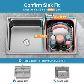 iSPECLE compact rack with side hooks organizes mugs and frees countertop space.