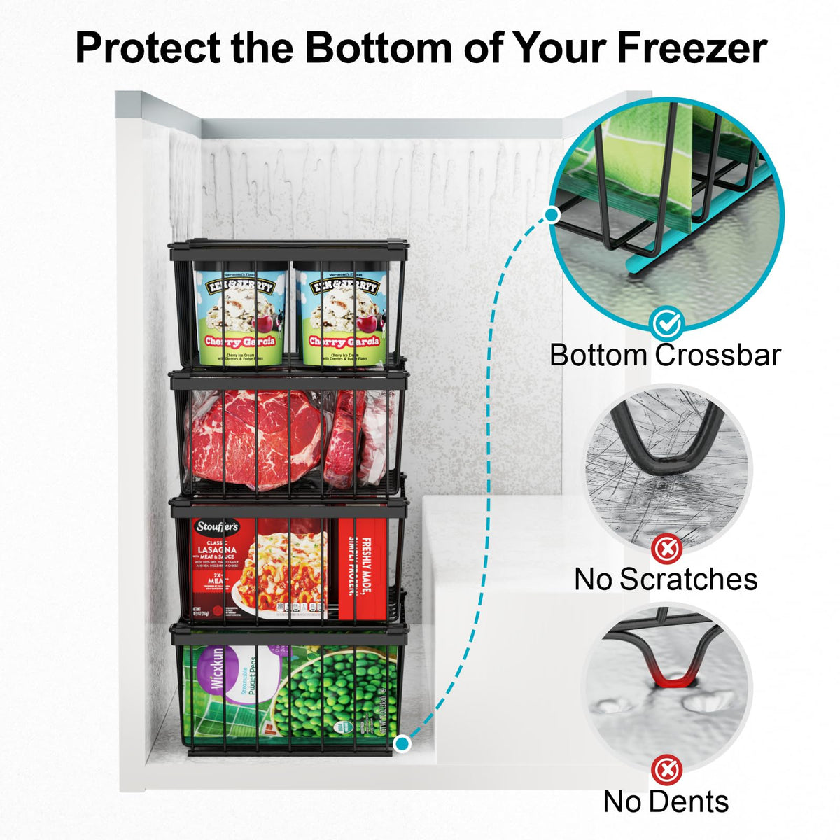 iSPECLE bins sized for 5 cu ft freezers ensure a snug fit