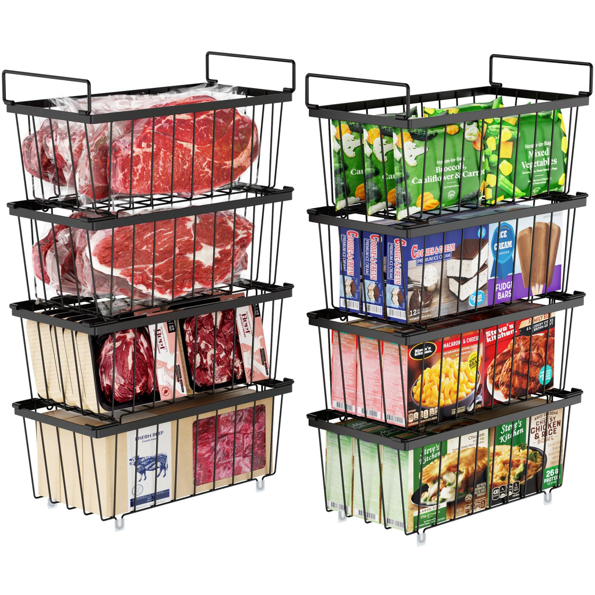 iSPECLE deep freezer organizer bin, 14-7in length, enables easy access in a 7 cu ft chest freezer.