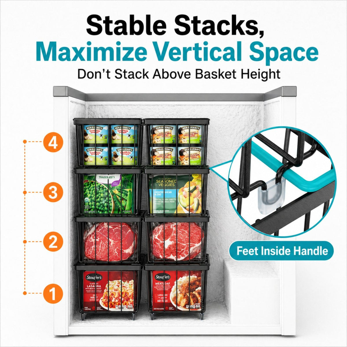 iSPECLE open-grid baskets promote airflow for faster cold circulation.