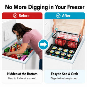 iSPECLE deep freezer bins feature sturdy frames that keep shape under load.