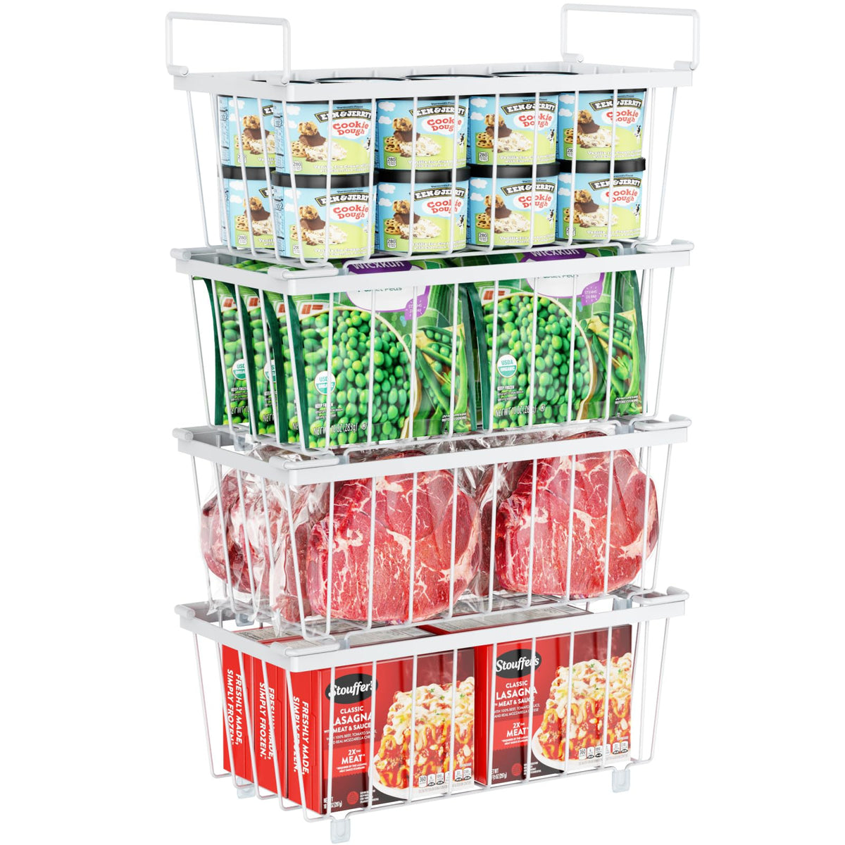 iSPECLE freezer bins 4-pack for organized freezer storage and easy access