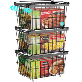 iSPECLE freezer bins adjustable width in a 3-pack for 5–7 cu ft freezers