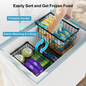 iSPECLE bin with plastic foot covers protecting freezer interior