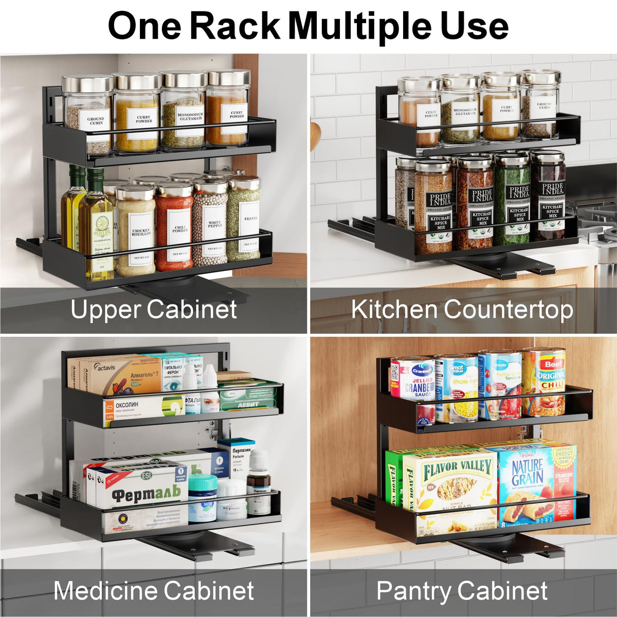 iSPECLE mounted inside cabinet with rotation for easy spice access