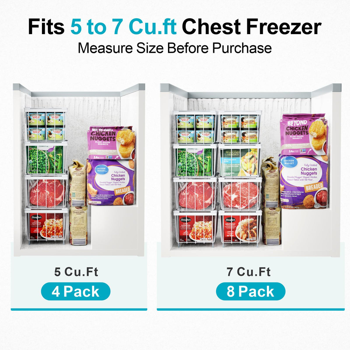 iSPECLE stackable freezer bins create vertical storage for quick retrieval