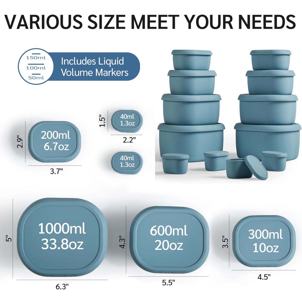 ISSEVE 6.7 oz nestable silicone container keeps foods fresh.