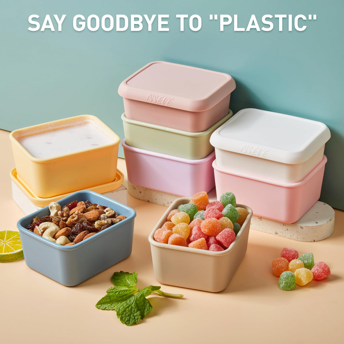 ISSEVE 8oz silicone snack container BPA free for safe use
