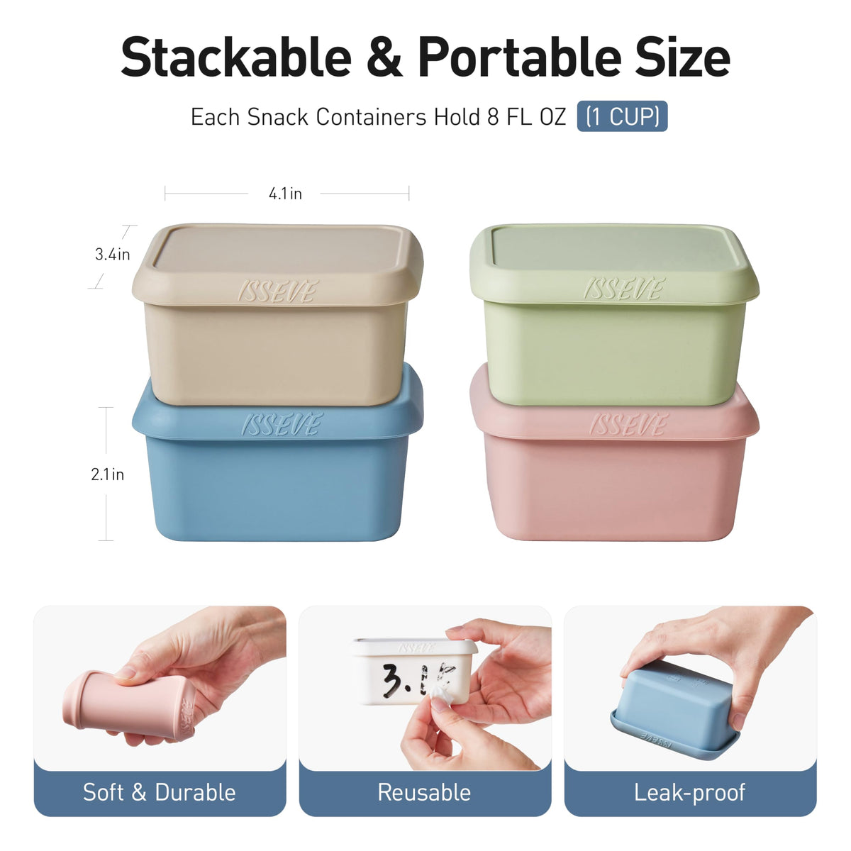 ISSEVE 8oz container with closed lid for spill prevention