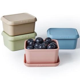 ISSEVE 8oz silicone snack container with lid, ideal for school lunches