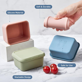 ISSEVE 8oz silicone snack container microwave safe for reheating