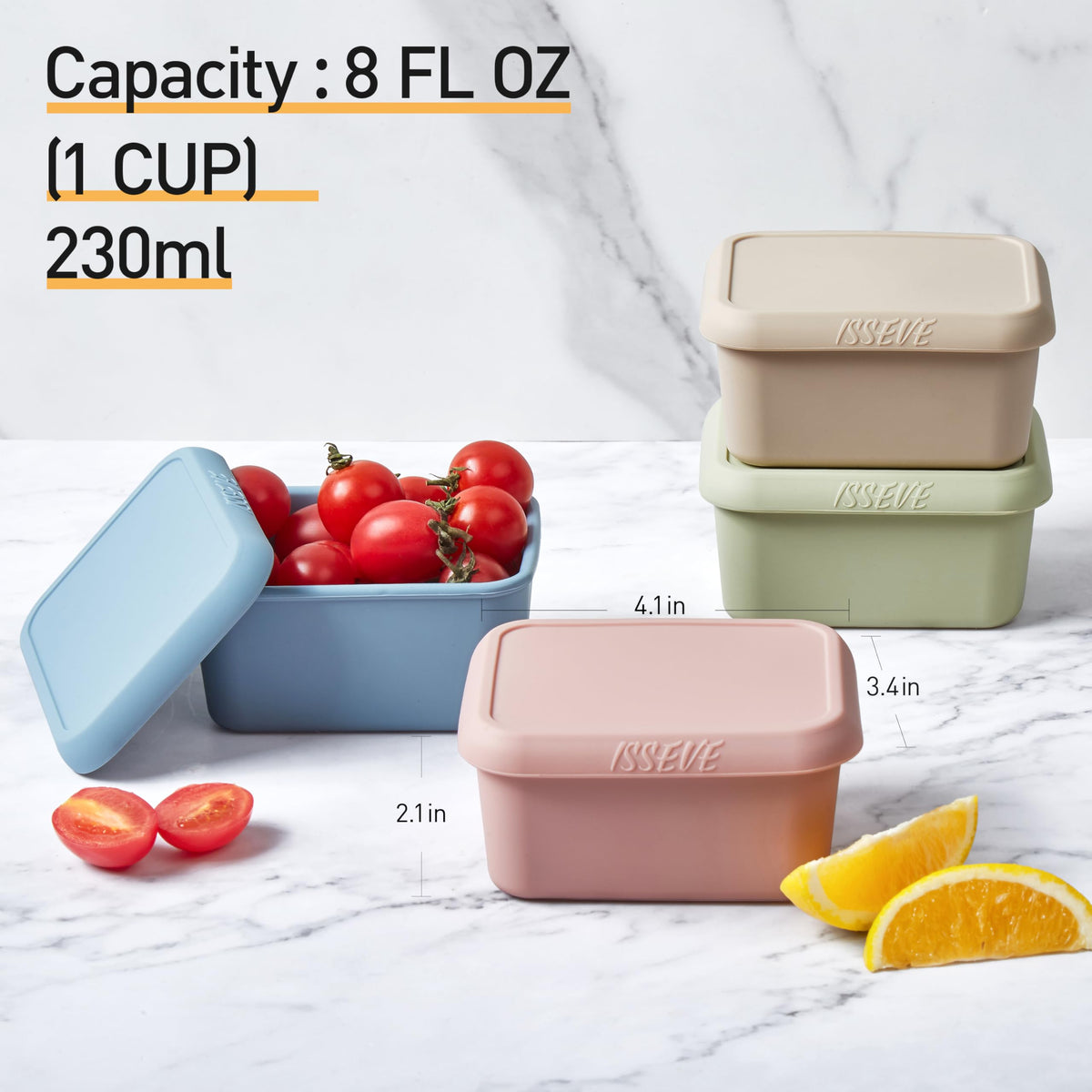 ISSEVE 8oz silicone snack container open lid showing easy access