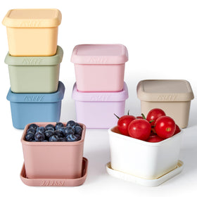 ISSEVE 8-pack silicone snack containers with lids for kids, organized school lunches.