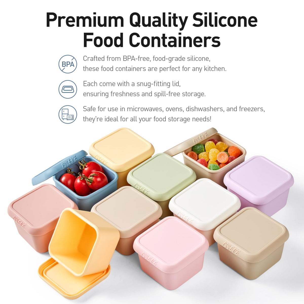 ISSEVE versatile 6oz containers suitable for daycare, school, and travel.