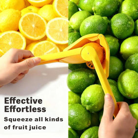 iStarcas Lemon Press with built-in pip catcher directs juice.