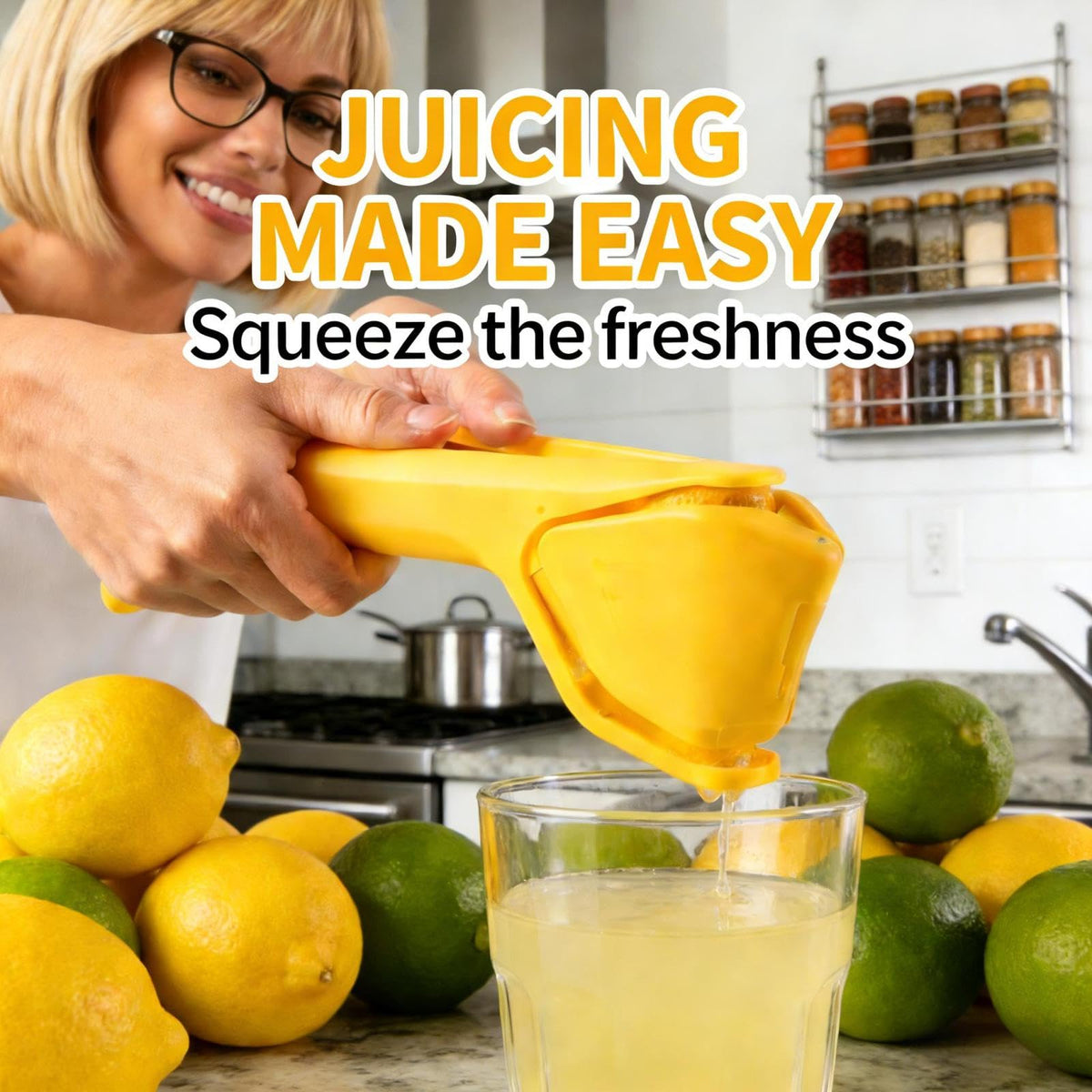 iStarcas Lemon Squeezer uses a two-handed lever for easier juicing.